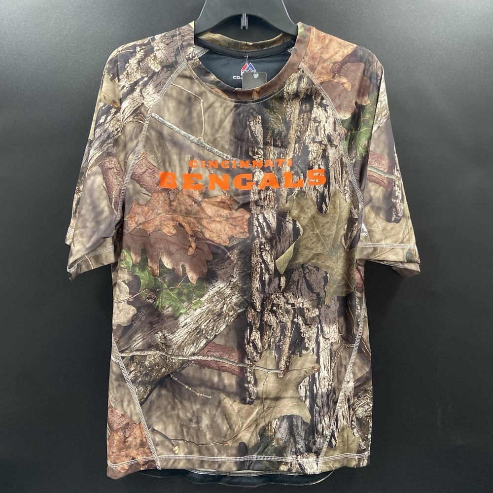 Cincinnati Bengals Camo Pattern NFL Majestic Coolbase Mossy Oak T-Shirt, Men's M